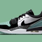 Il verde pastello si posa sulle Jordan Legacy 312 Low.